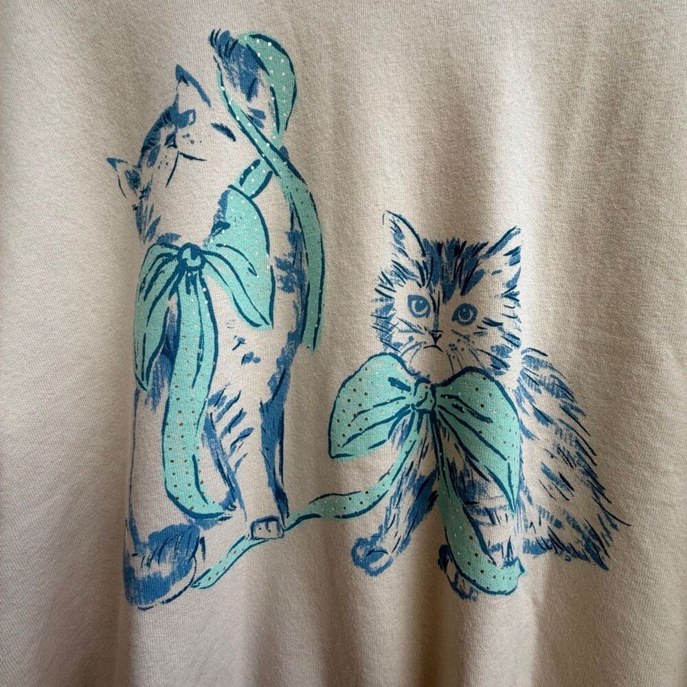 Anthropologie Maeve Animal Friends Crew Neck Pullover Sweatshirt Cream 2X NEW - Picture 5 of 12